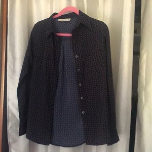 Blue and pink patterned button up